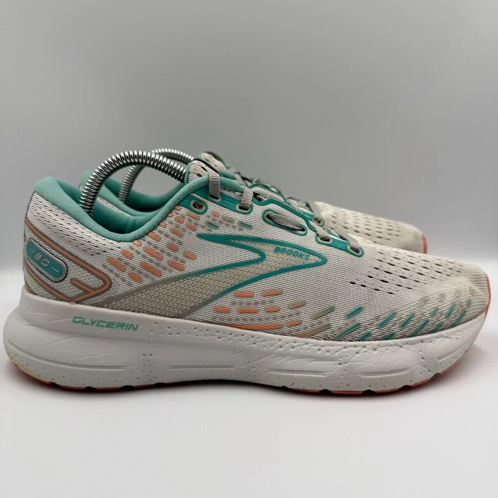 Brooks Glycerin 20 Womens Size 10 Gray Blue White Walking Running Shoes Sneakers